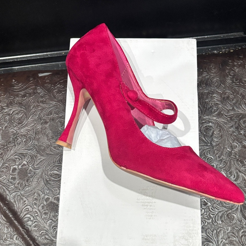 NIB H by Halston Women's Fuschia Pink Vegan Suede Heels - Picture 4 of 8